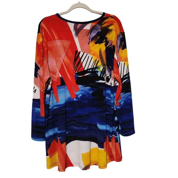 JESS & JANE Monet Print Tunic Top Plus Size 1X Colorful Abstract Art Made in USA - Picture 6 of 14
